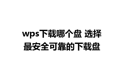 wps下载哪个盘 选择最安全可靠的下载盘