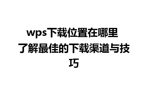 wps下载位置在哪里 了解最佳的下载渠道与技巧