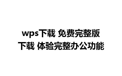 wps下载 免费完整版下载 体验完整办公功能