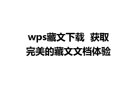 wps藏文下载  获取完美的藏文文档体验