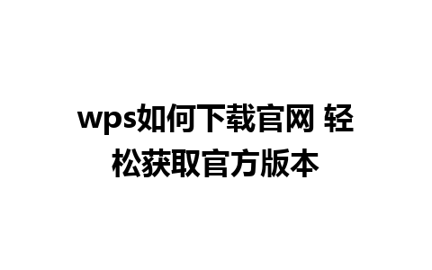 wps如何下载官网 轻松获取官方版本