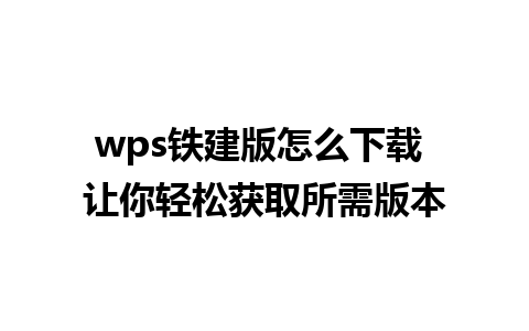 wps铁建版怎么下载 让你轻松获取所需版本