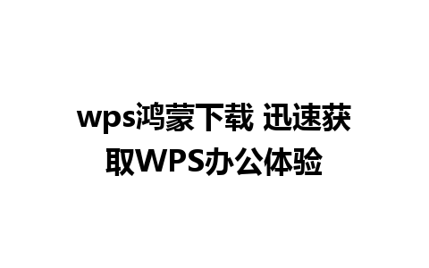 wps鸿蒙下载 迅速获取WPS办公体验