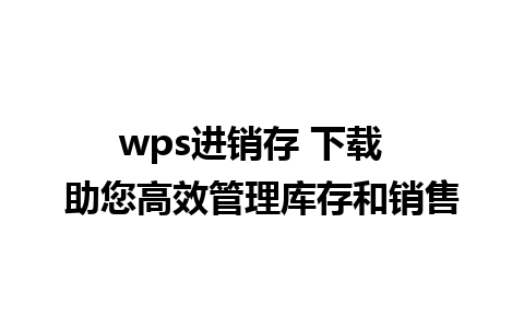 wps进销存 下载  助您高效管理库存和销售