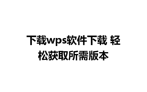 下载wps软件下载 轻松获取所需版本