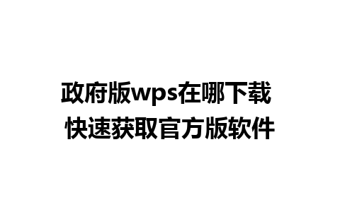 政府版wps在哪下载 快速获取官方版软件