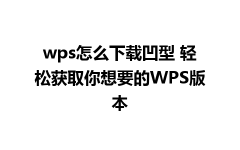 wps怎么下载凹型 轻松获取你想要的WPS版本