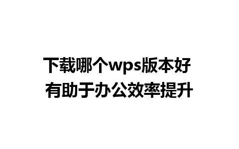 下载哪个wps版本好 有助于办公效率提升