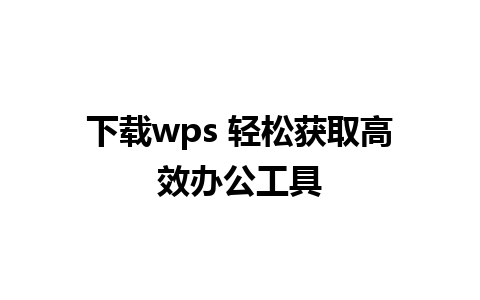 下载wps 轻松获取高效办公工具