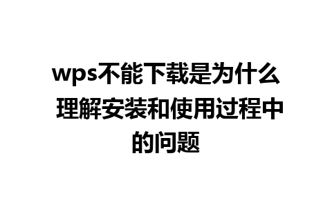 wps不能下载是为什么 理解安装和使用过程中的问题