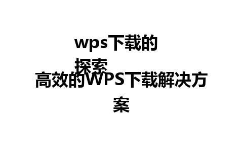 wps下载的  
探索高效的WPS下载解决方案