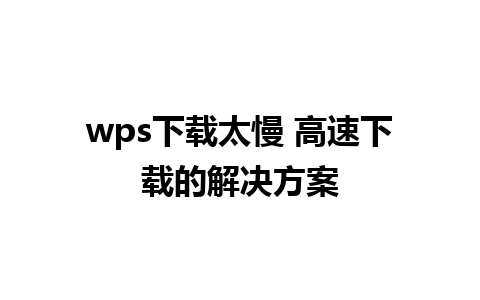 wps下载太慢 高速下载的解决方案