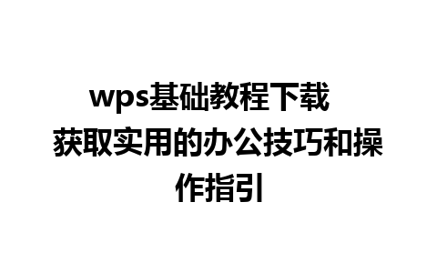 wps基础教程下载  获取实用的办公技巧和操作指引