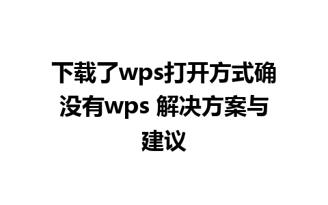 下载了wps打开方式确没有wps 解决方案与建议