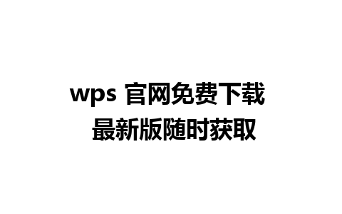 wps 官网免费下载  最新版随时获取