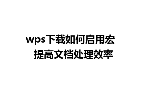 wps下载如何启用宏  提高文档处理效率