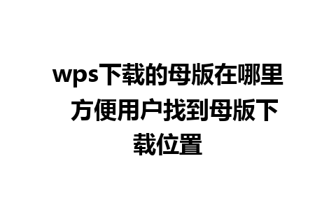 wps下载的母版在哪里  方便用户找到母版下载位置