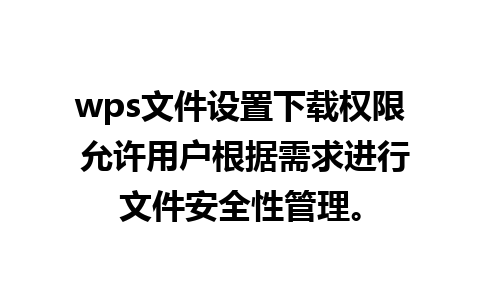 wps文件设置下载权限 允许用户根据需求进行文件安全性管理。