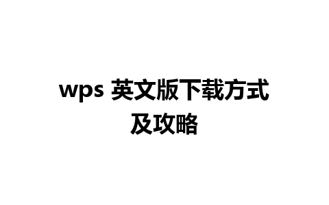 wps 英文版下载方式及攻略