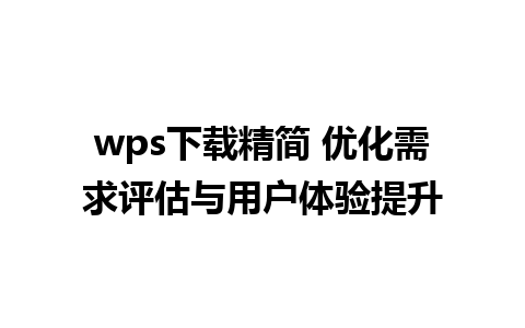 wps下载精简 优化需求评估与用户体验提升