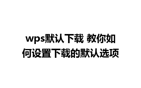 wps默认下载 教你如何设置下载的默认选项