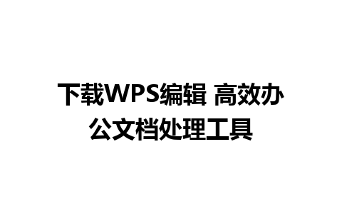 下载WPS编辑 高效办公文档处理工具