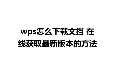 wps怎么下载文挡 在线获取最新版本的方法