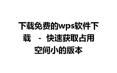 下载免费的wps软件下载  － 快速获取占用空间小的版本