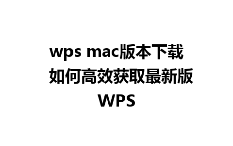 wps mac版本下载  如何高效获取最新版WPS