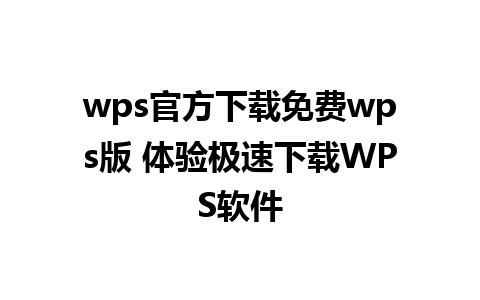 wps官方下载免费wps版 体验极速下载WPS软件