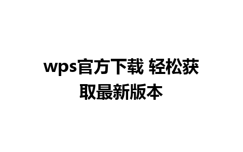 wps官方下载 轻松获取最新版本