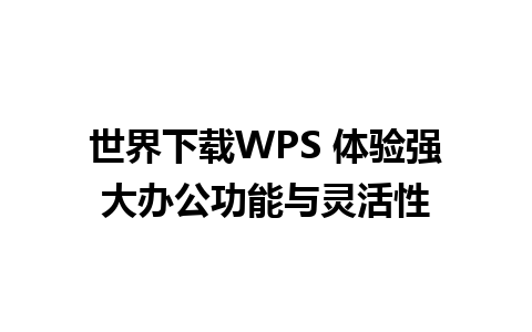 世界下载WPS 体验强大办公功能与灵活性