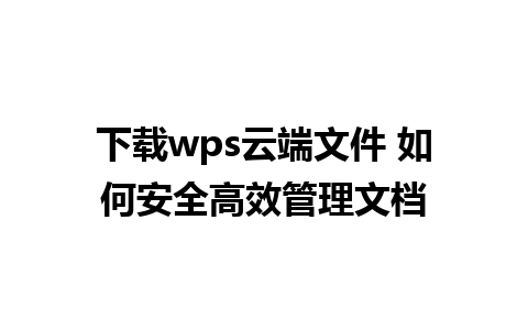 下载wps云端文件 如何安全高效管理文档