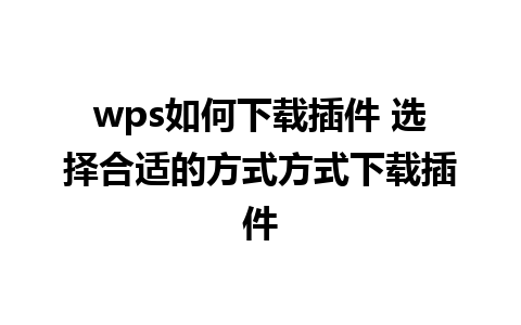 wps如何下载插件 选择合适的方式方式下载插件