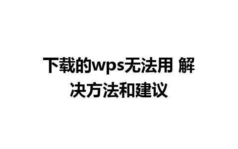 下载的wps无法用 解决方法和建议