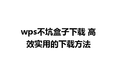 wps不坑盒子下载 高效实用的下载方法