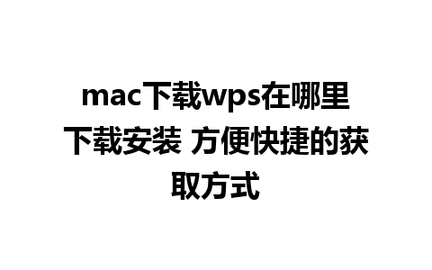 mac下载wps在哪里下载安装 方便快捷的获取方式