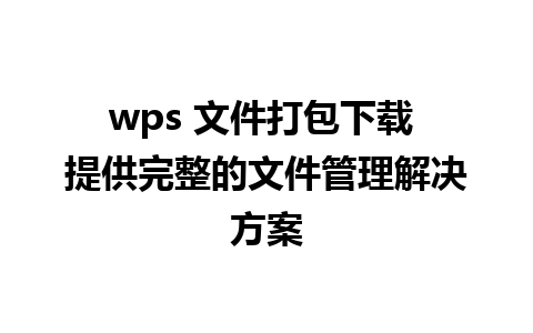 wps 文件打包下载 提供完整的文件管理解决方案