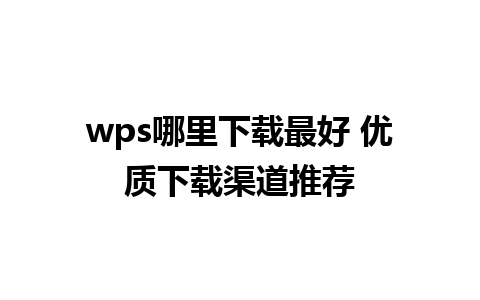 wps哪里下载最好 优质下载渠道推荐