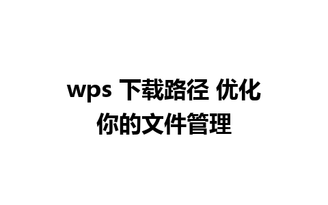 wps 下载路径 优化你的文件管理