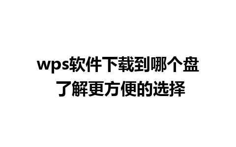 wps软件下载到哪个盘 了解更方便的选择