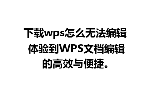 下载wps怎么无法编辑 体验到WPS文档编辑的高效与便捷。