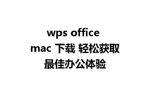 wps office mac 下载 轻松获取最佳办公体验