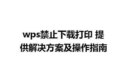 wps禁止下载打印 提供解决方案及操作指南