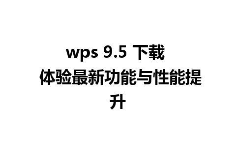 wps 9.5 下载  体验最新功能与性能提升