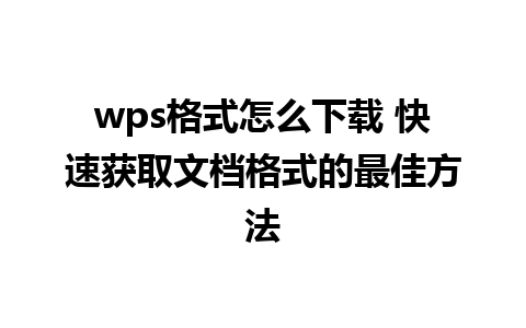 wps格式怎么下载 快速获取文档格式的最佳方法