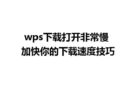 wps下载打开非常慢 加快你的下载速度技巧