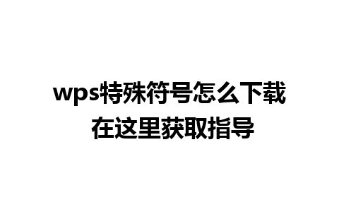 wps特殊符号怎么下载 在这里获取指导