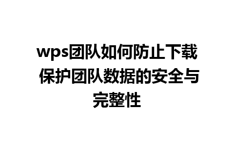 wps团队如何防止下载 保护团队数据的安全与完整性