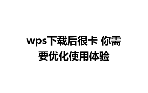 wps下载后很卡 你需要优化使用体验